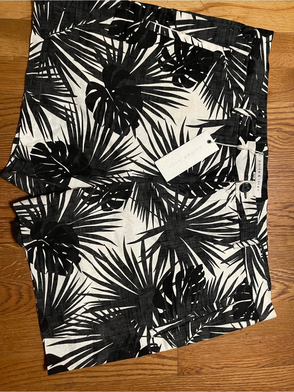 Parke & Ronen Black and White Palm Print Pants